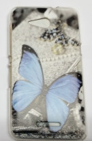 Силиконов гръб ТПУ за Sony Xperia E4G / E4G Dual  сив със синя пеперуда